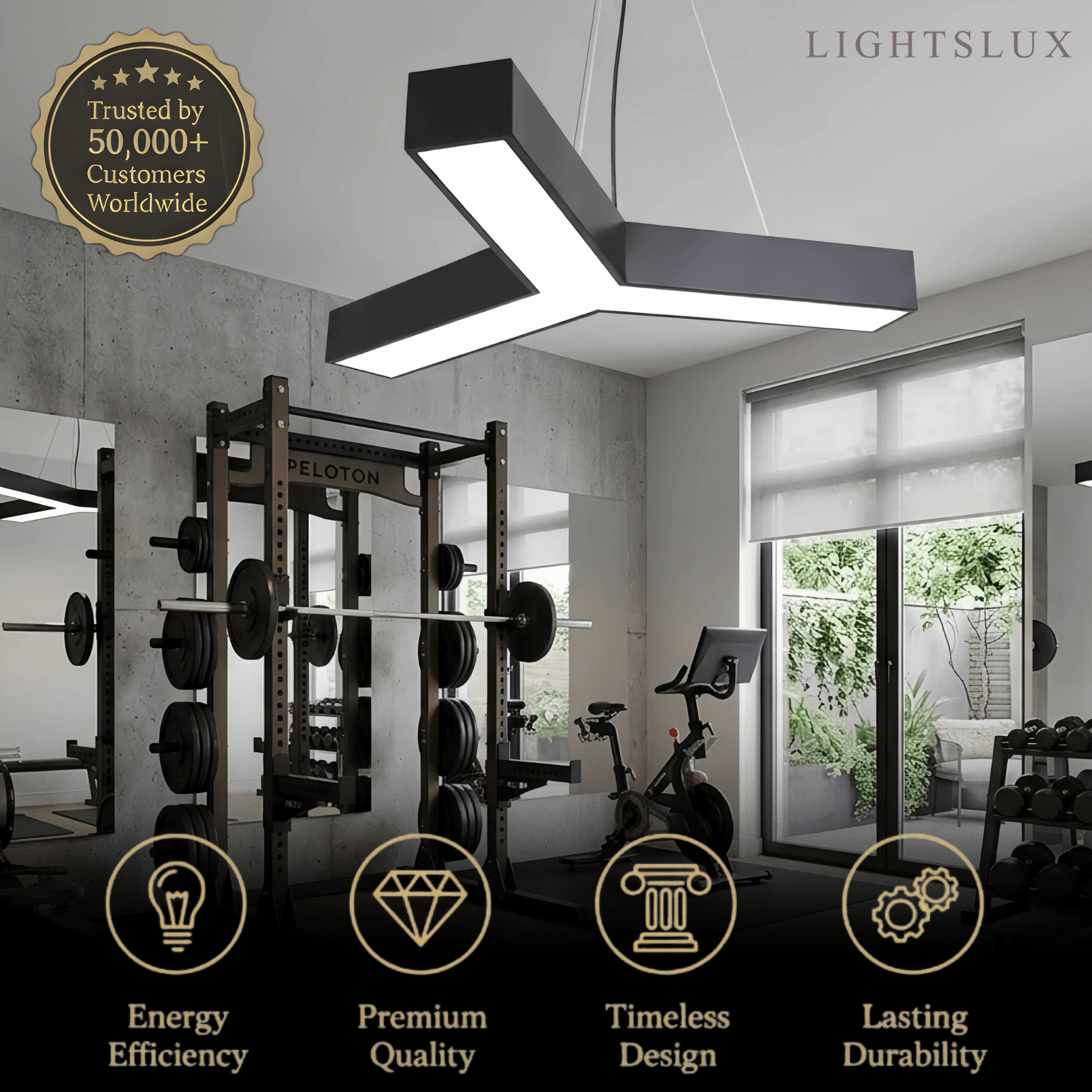 Modern Y-Shaped Pendant Light -- Aluminum Black White Silver for Office Gym - Flindria