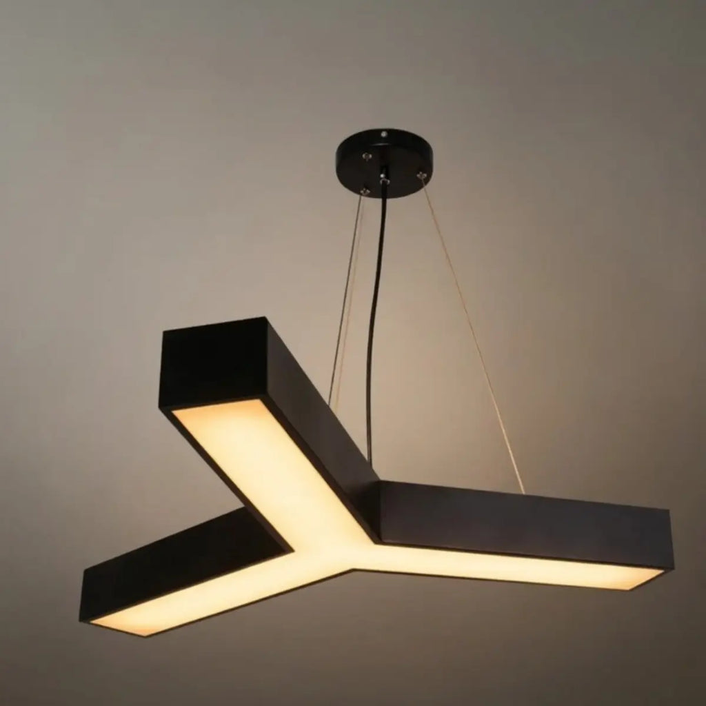 Modern Y-Shaped Pendant Light -- Aluminum Black White Silver for Office Gym - Flindria