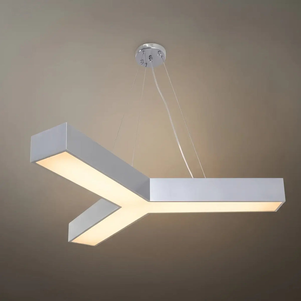 Modern Y-Shaped Pendant Light -- Aluminum Black White Silver for Office Gym - Flindria