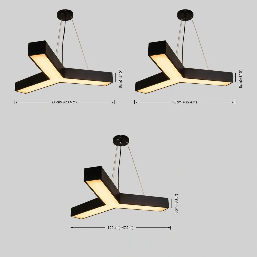 Modern Y-Shaped Pendant Light -- Aluminum Black White Silver for Office Gym - Flindria