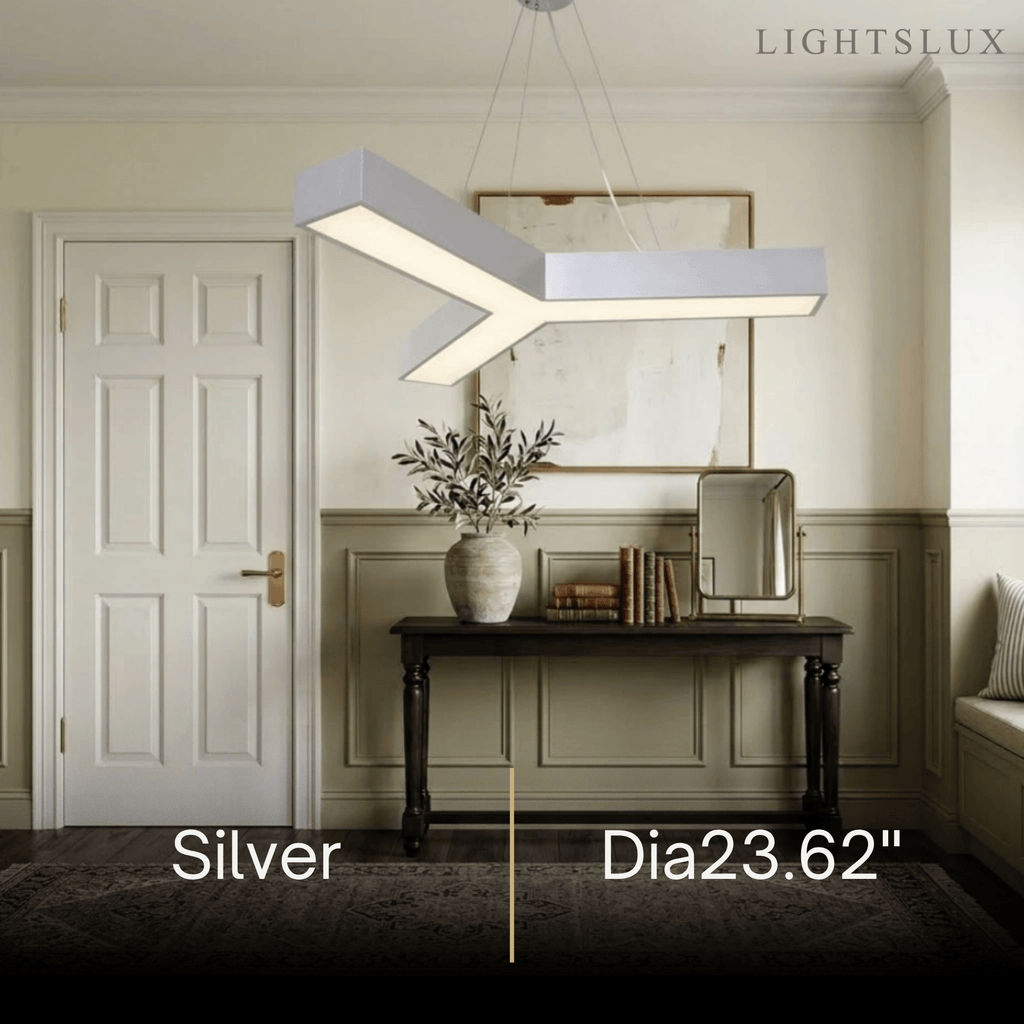 Modern Y-Shaped Pendant Light -- Aluminum Black White Silver for Office Gym - Flindria