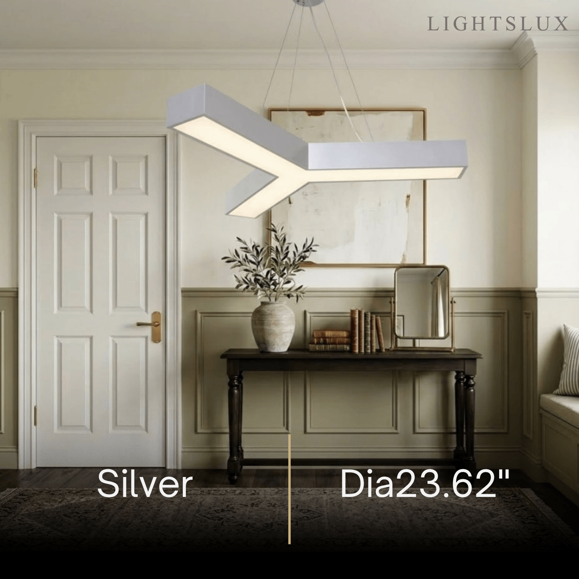 Modern Y-Shaped Pendant Light -- Aluminum Black White Silver for Office Gym - Flindria
