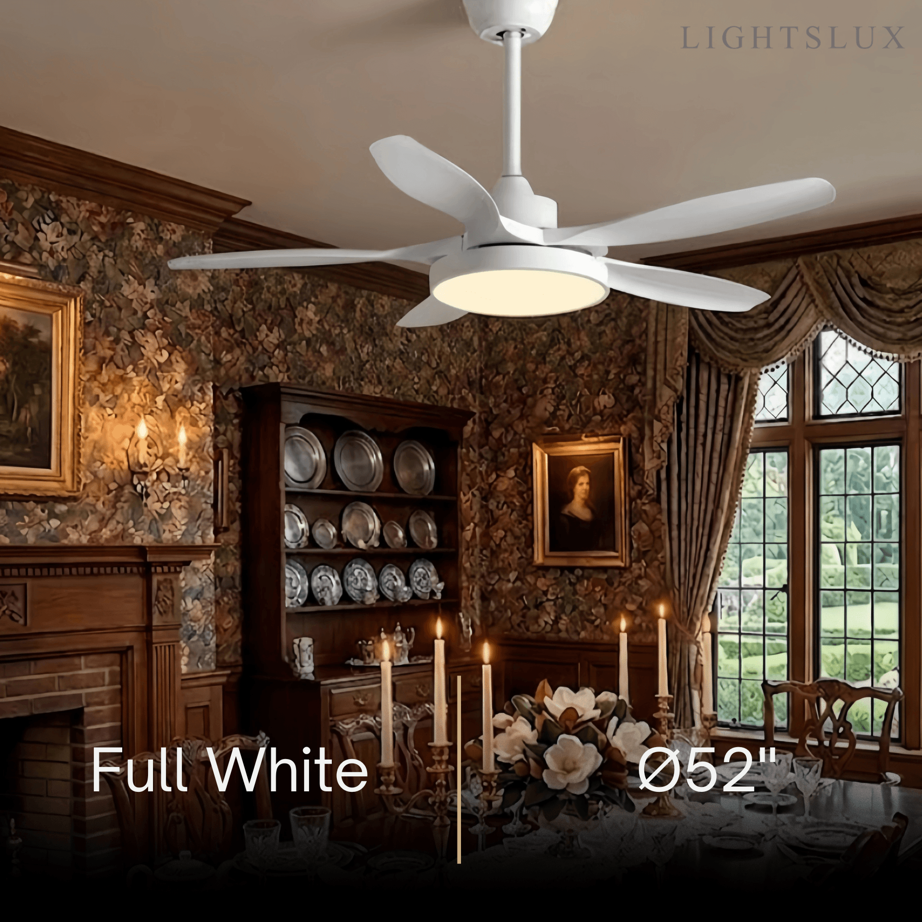 Scandinavian Large Ceiling Fan Light – Grey & White Imitated Oak for Living Room - Flindria