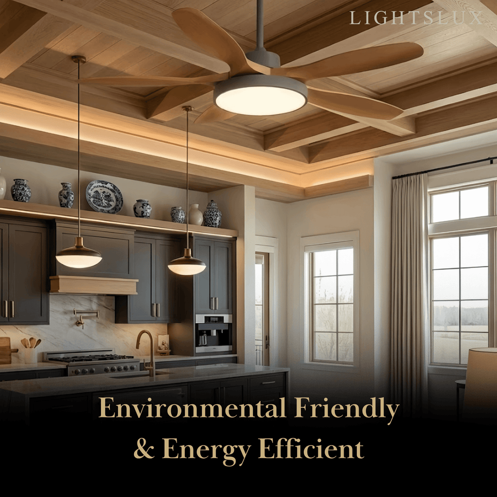 Scandinavian Large Ceiling Fan Light – Grey & White Imitated Oak for Living Room - Flindria