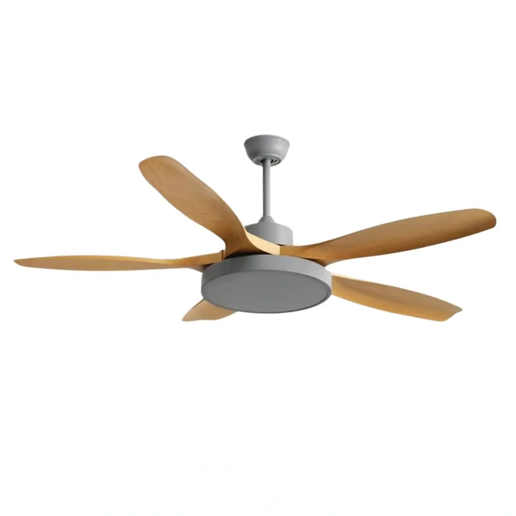 Scandinavian Large Ceiling Fan Light – Grey & White Imitated Oak for Living Room - Flindria