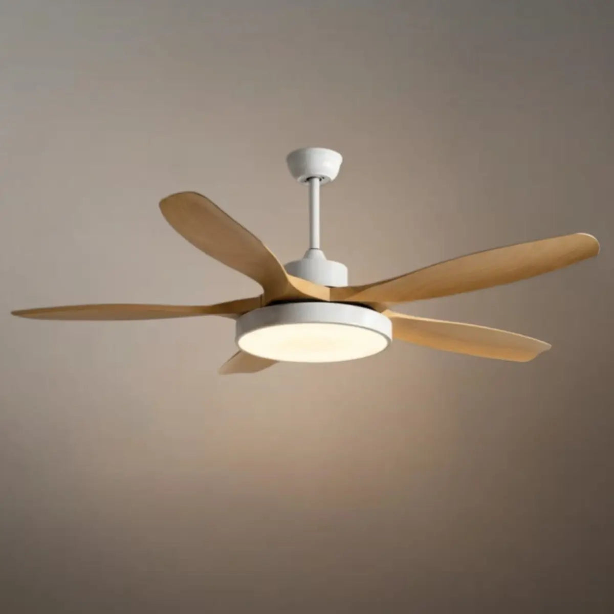 Scandinavian Large Ceiling Fan Light – Grey & White Imitated Oak for Living Room - Flindria