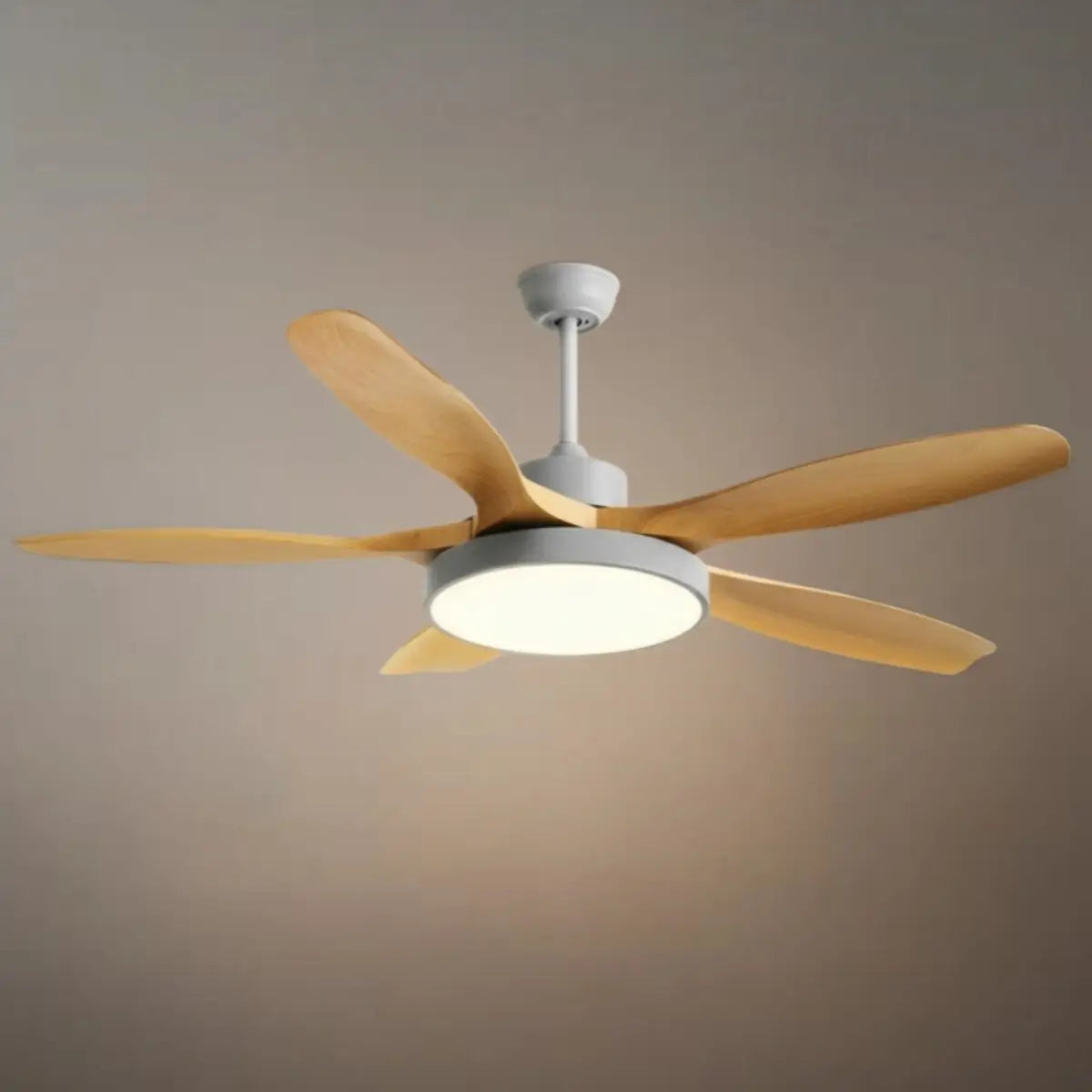 Scandinavian Large Ceiling Fan Light – Grey & White Imitated Oak for Living Room - Flindria