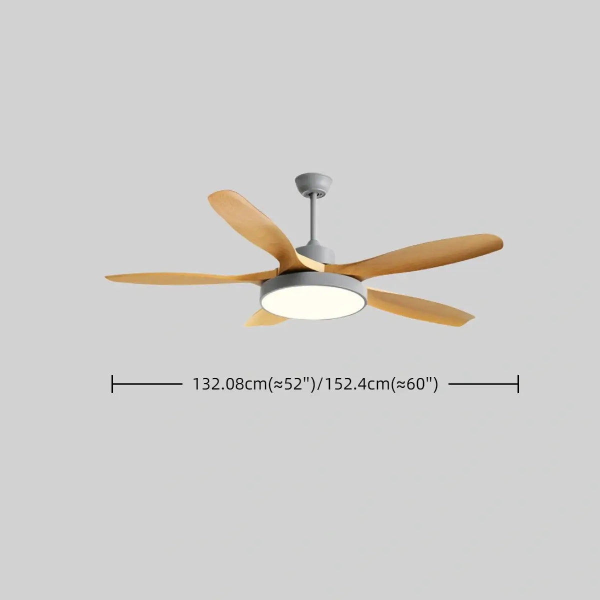 Scandinavian Large Ceiling Fan Light – Grey & White Imitated Oak for Living Room - Flindria
