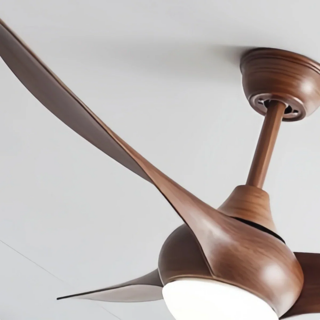 Modern Ceiling Fan Light with LED -- Walnut Wood Grain for Living Room - Flindria