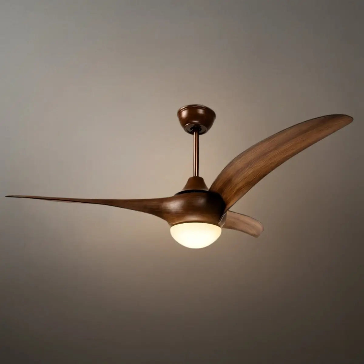 Modern Ceiling Fan Light with LED -- Walnut Wood Grain for Living Room - Flindria