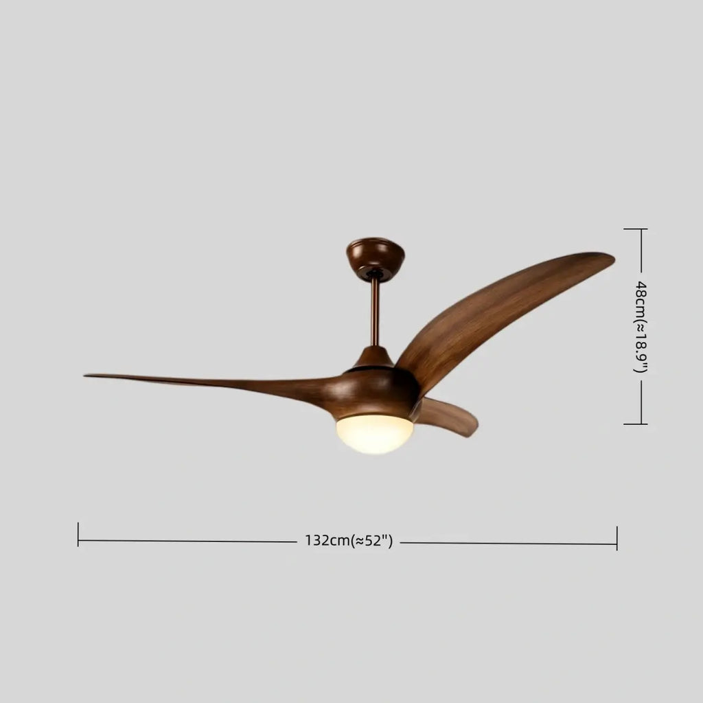 Modern Ceiling Fan Light with LED -- Walnut Wood Grain for Living Room - Flindria