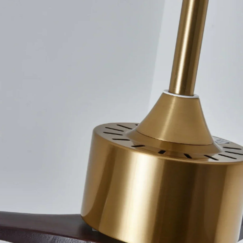 Modern Ceiling Fan Light with LED -- Walnut Wood & Gold for Living Room Bedroom - Flindria