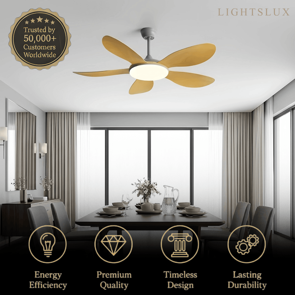 Modern Ceiling Fan Light — Integrated LED for Living Room, Bedroom, Kitchen - Flindria