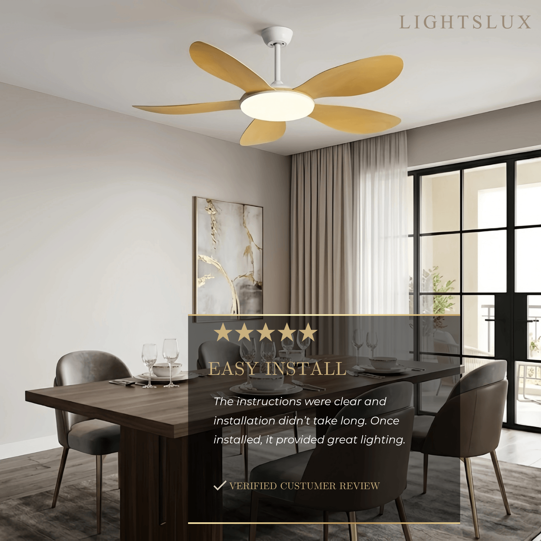 Modern Ceiling Fan Light — Integrated LED for Living Room, Bedroom, Kitchen - Flindria