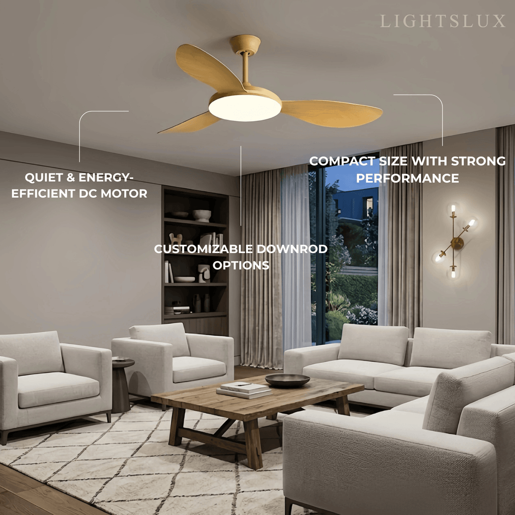 Modern Ceiling Fan Light — Integrated LED for Living Room, Bedroom, Kitchen - Flindria