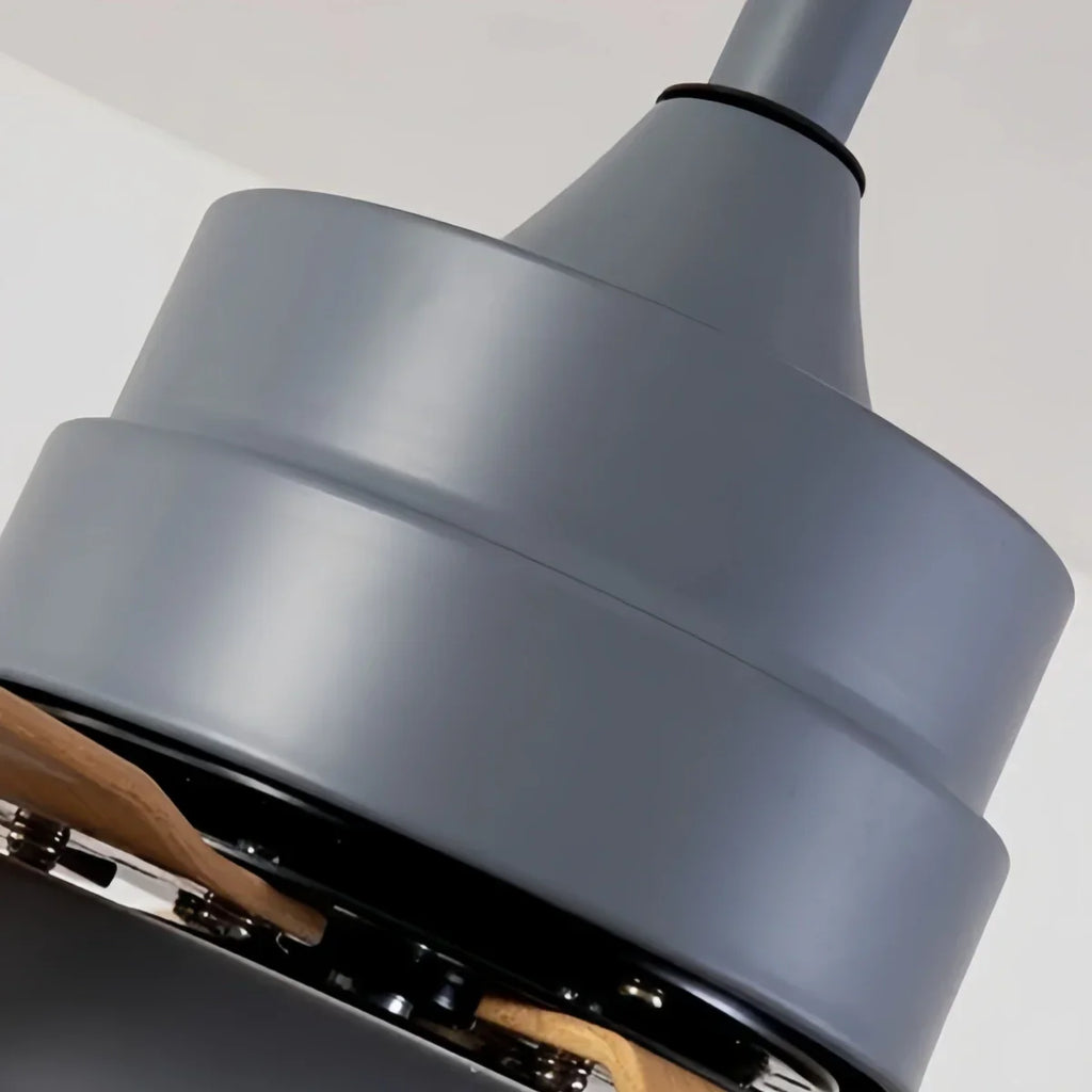Minimalist Ceiling Fan Light -- Metal & ABS with LED, White/Oak/Grey/Black/Green for Bedroom - Flindria