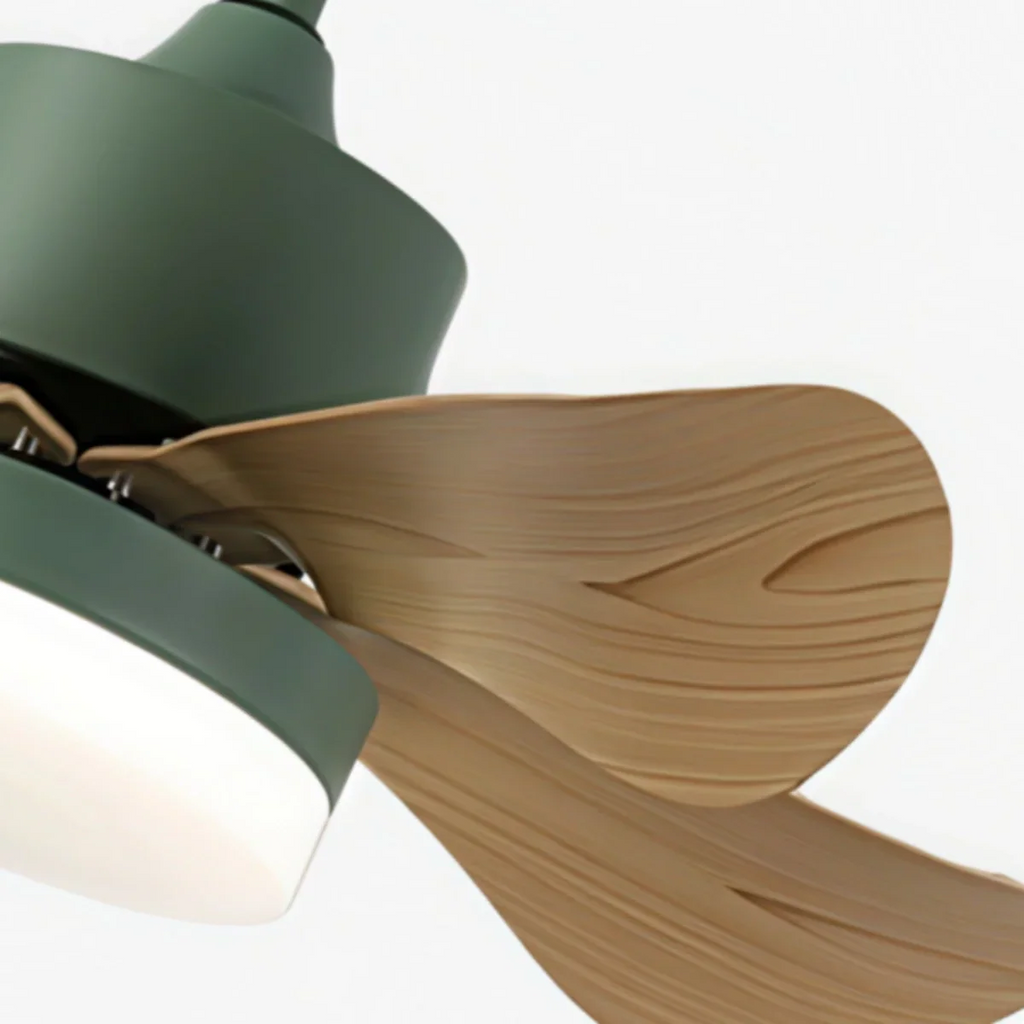 Minimalist Ceiling Fan Light -- Metal & ABS with LED, White/Oak/Grey/Black/Green for Bedroom - Flindria