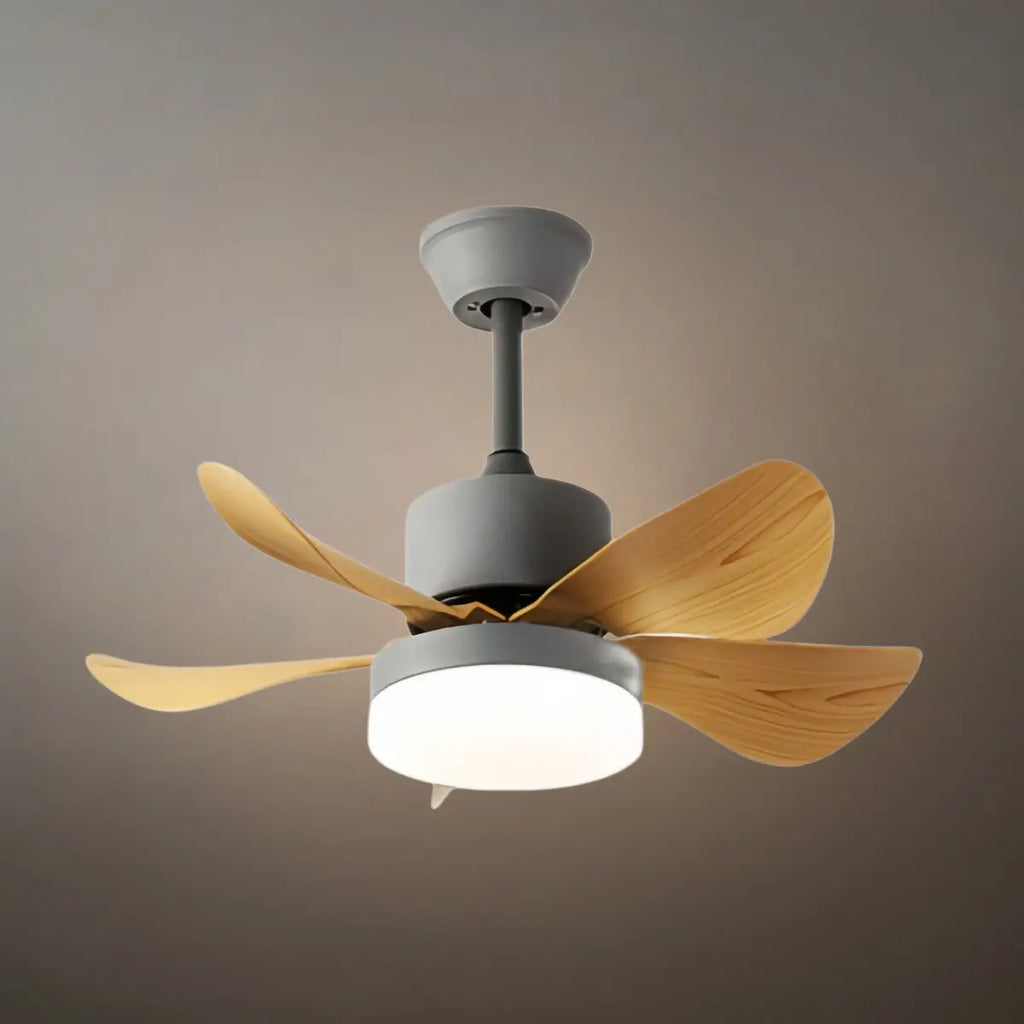 Minimalist Ceiling Fan Light -- Metal & ABS with LED, White/Oak/Grey/Black/Green for Bedroom - Flindria