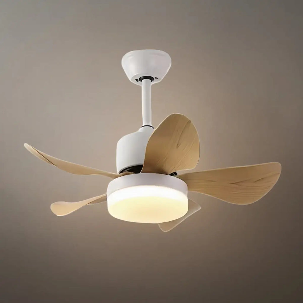 Minimalist Ceiling Fan Light -- Metal & ABS with LED, White/Oak/Grey/Black/Green for Bedroom - Flindria