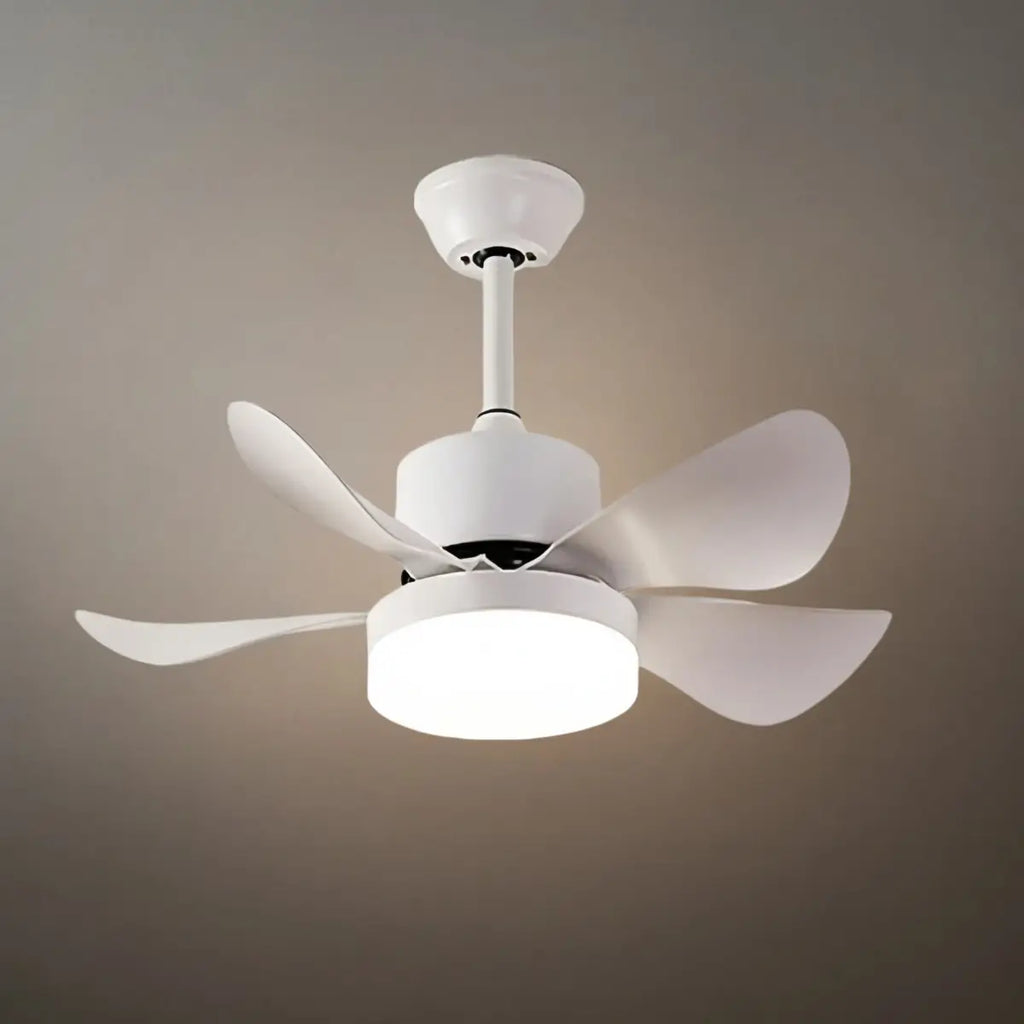 Minimalist Ceiling Fan Light -- Metal & ABS with LED, White/Oak/Grey/Black/Green for Bedroom - Flindria