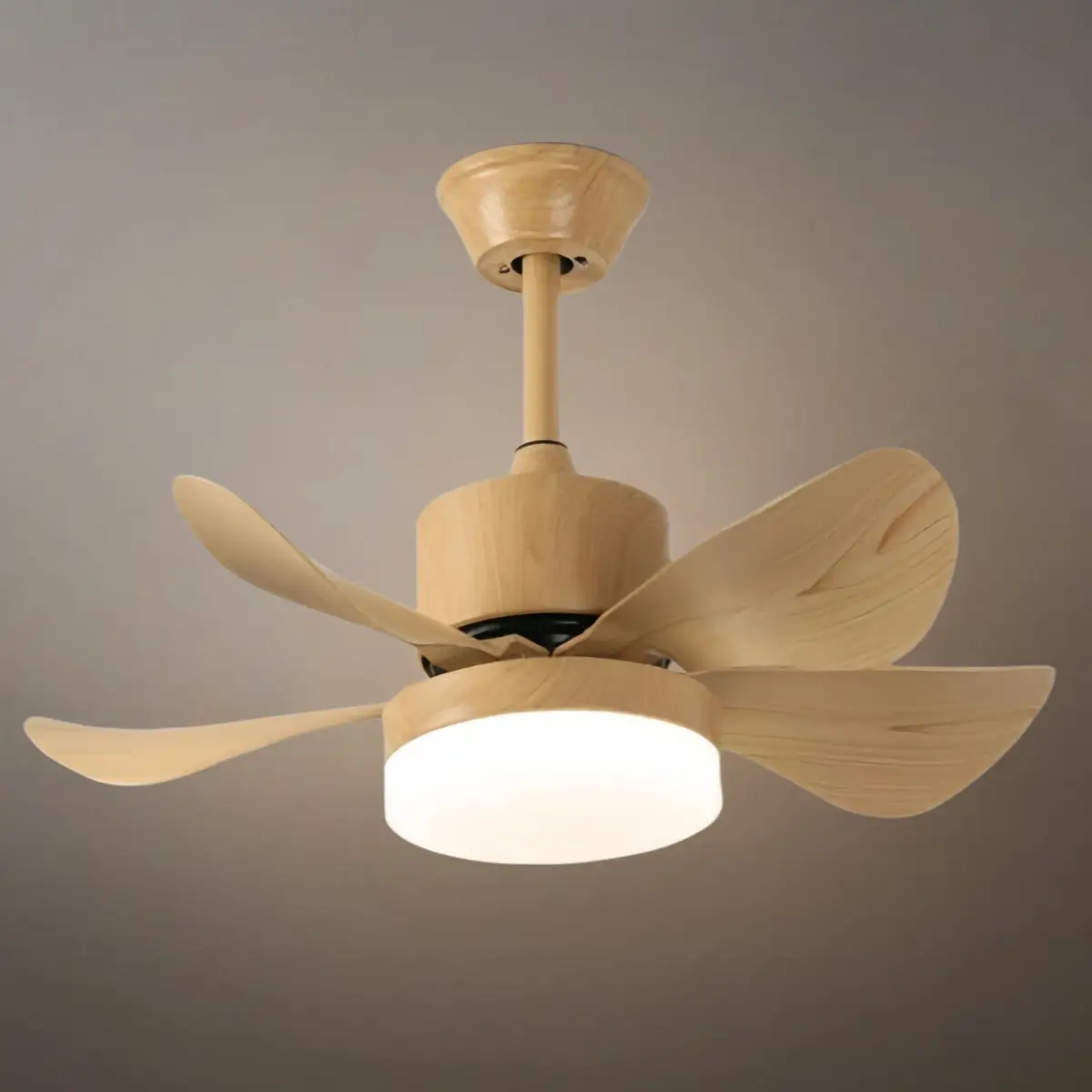Minimalist Ceiling Fan Light -- Metal & ABS with LED, White/Oak/Grey/Black/Green for Bedroom - Flindria