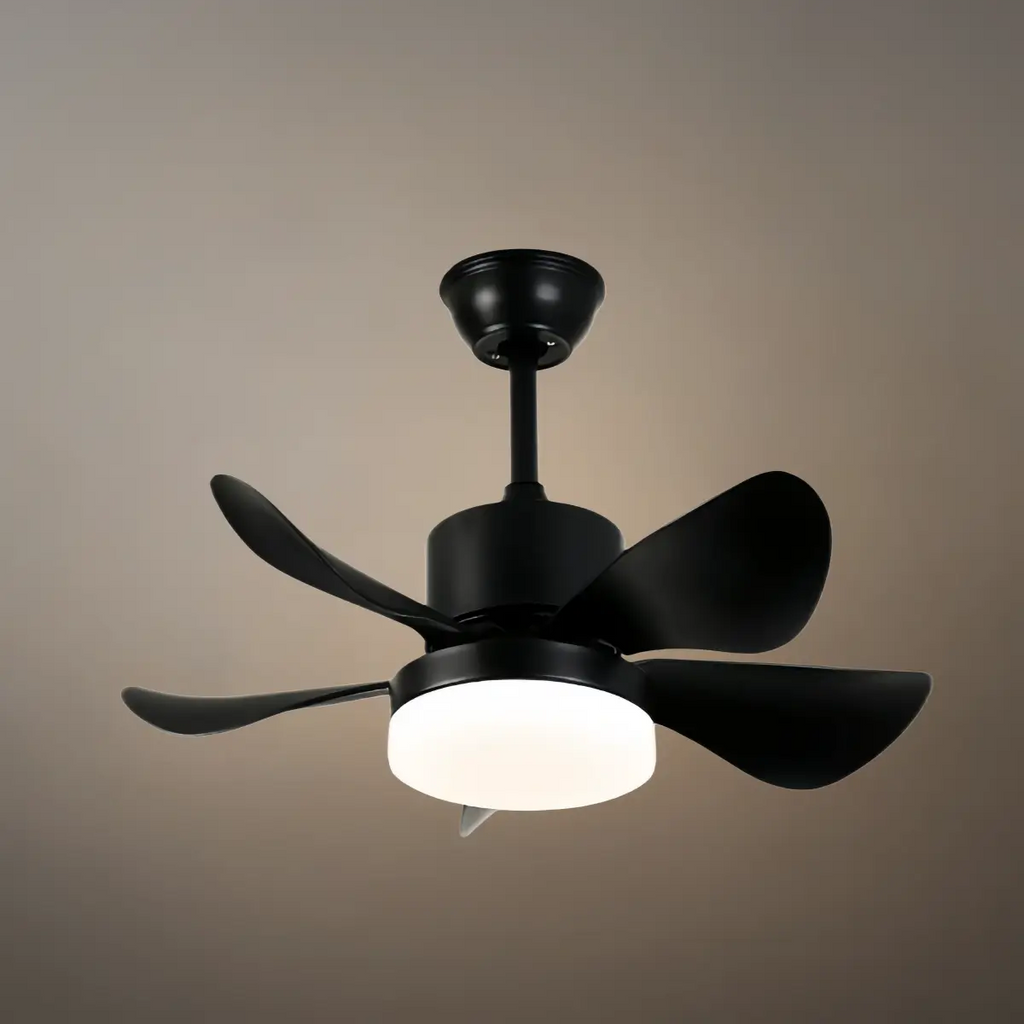 Minimalist Ceiling Fan Light -- Metal & ABS with LED, White/Oak/Grey/Black/Green for Bedroom - Flindria