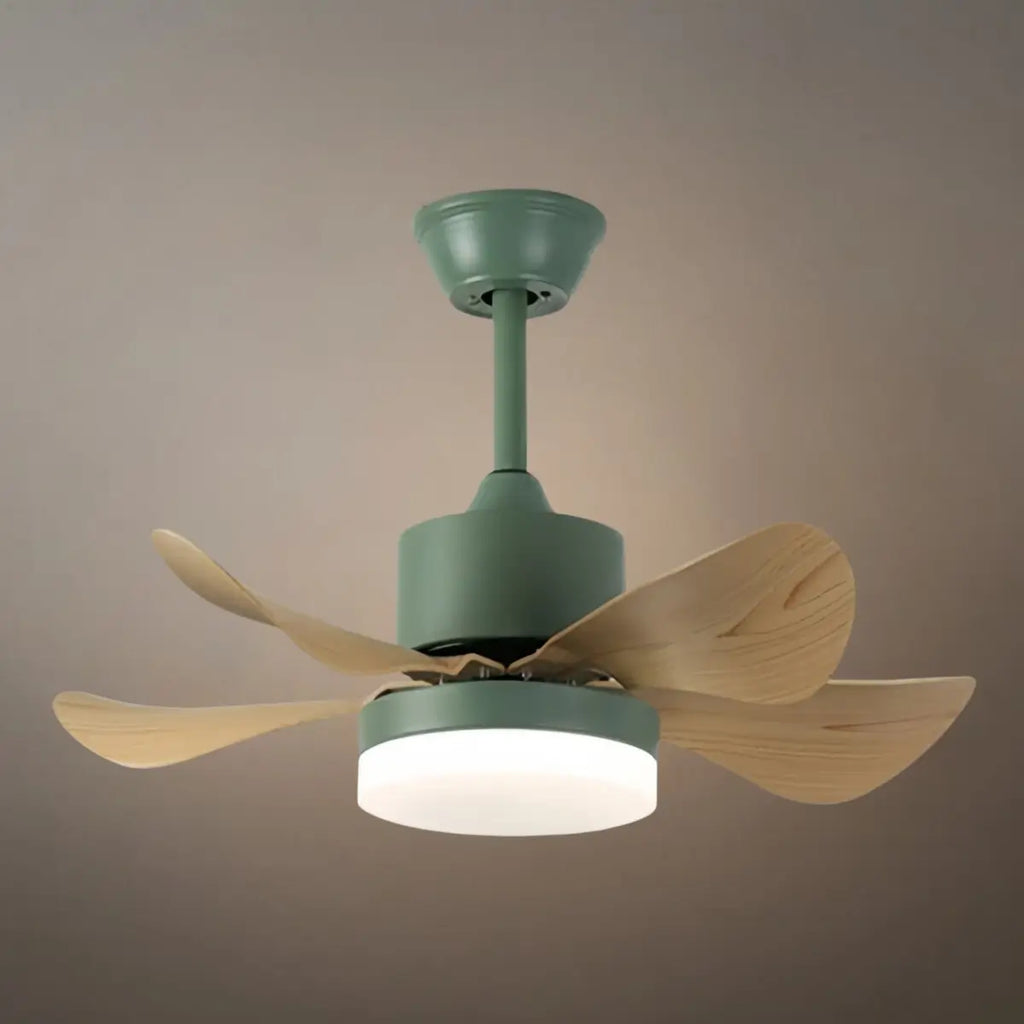Minimalist Ceiling Fan Light -- Metal & ABS with LED, White/Oak/Grey/Black/Green for Bedroom - Flindria
