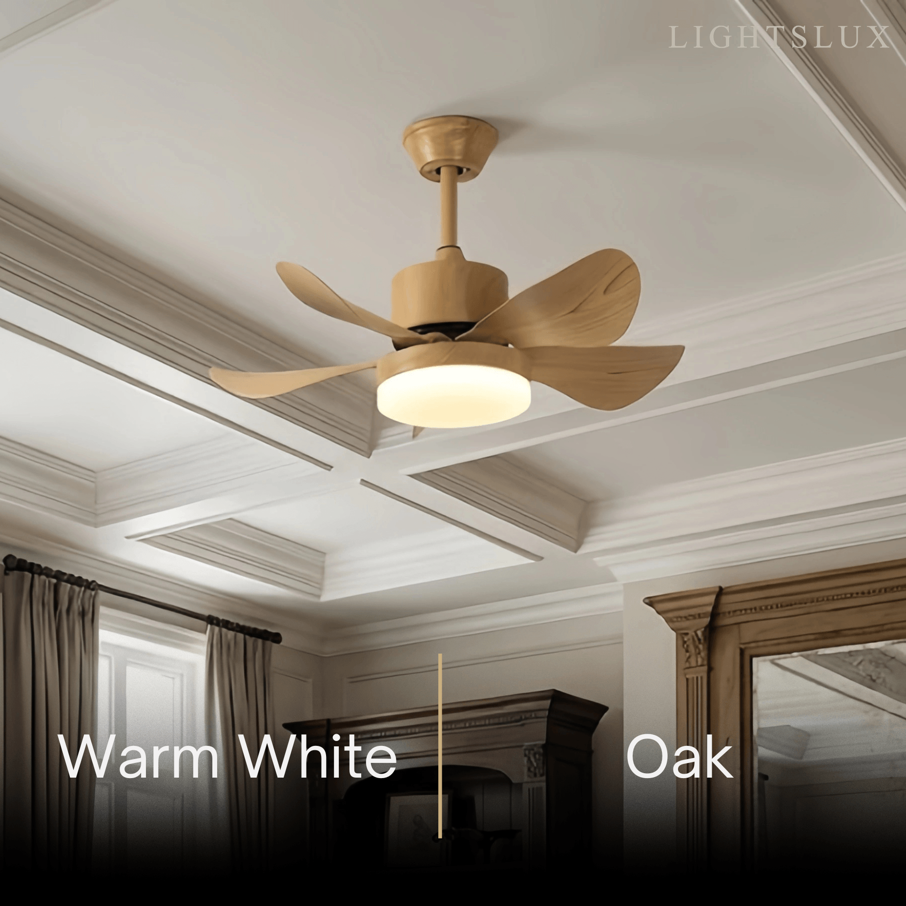 Minimalist Ceiling Fan Light -- Metal & ABS with LED, White/Oak/Grey/Black/Green for Bedroom - Flindria