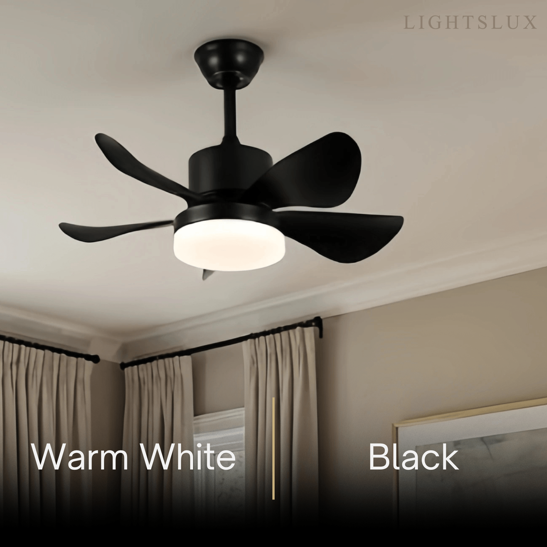 Minimalist Ceiling Fan Light -- Metal & ABS with LED, White/Oak/Grey/Black/Green for Bedroom - Flindria