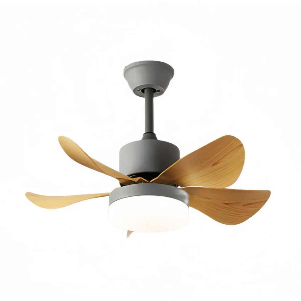 Minimalist Ceiling Fan Light -- Metal & ABS with LED, White/Oak/Grey/Black/Green for Bedroom - Flindria
