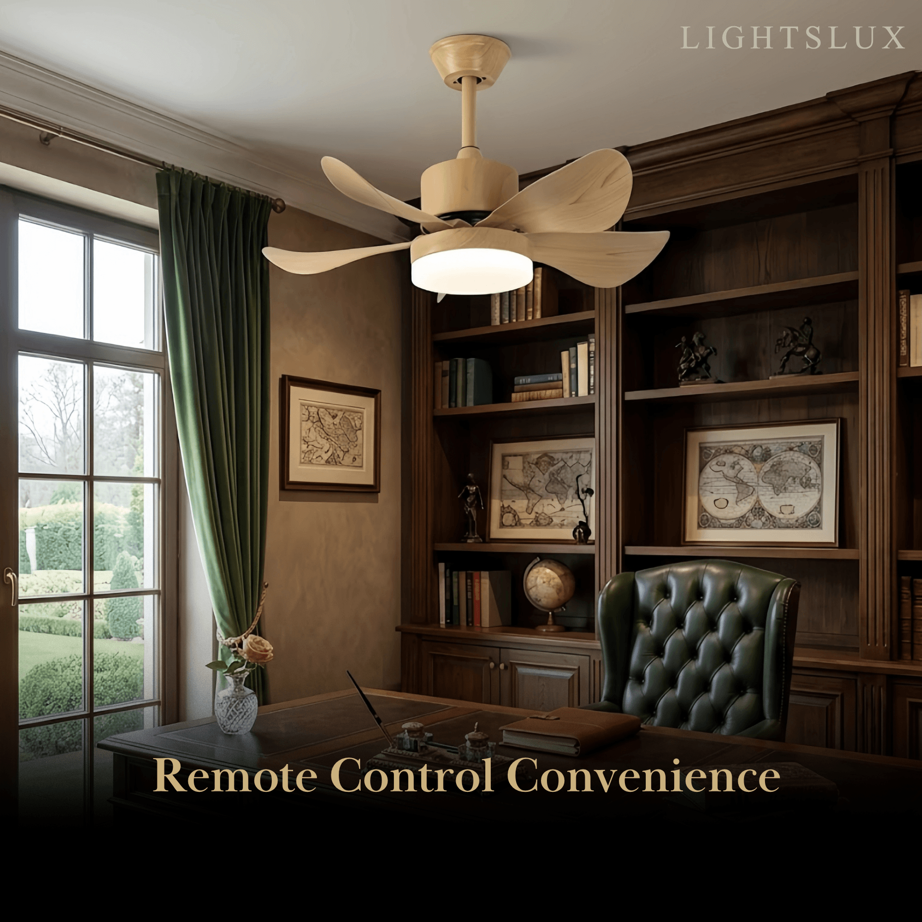 Minimalist Ceiling Fan Light -- Metal & ABS with LED, White/Oak/Grey/Black/Green for Bedroom - Flindria