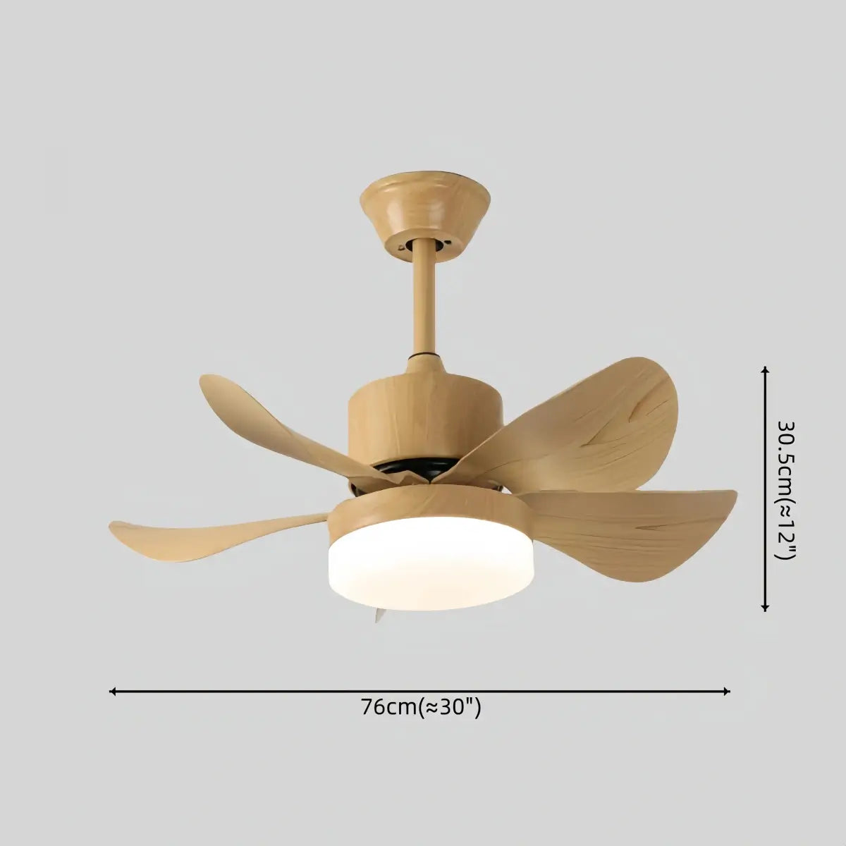 Minimalist Ceiling Fan Light -- Metal & ABS with LED, White/Oak/Grey/Black/Green for Bedroom - Flindria
