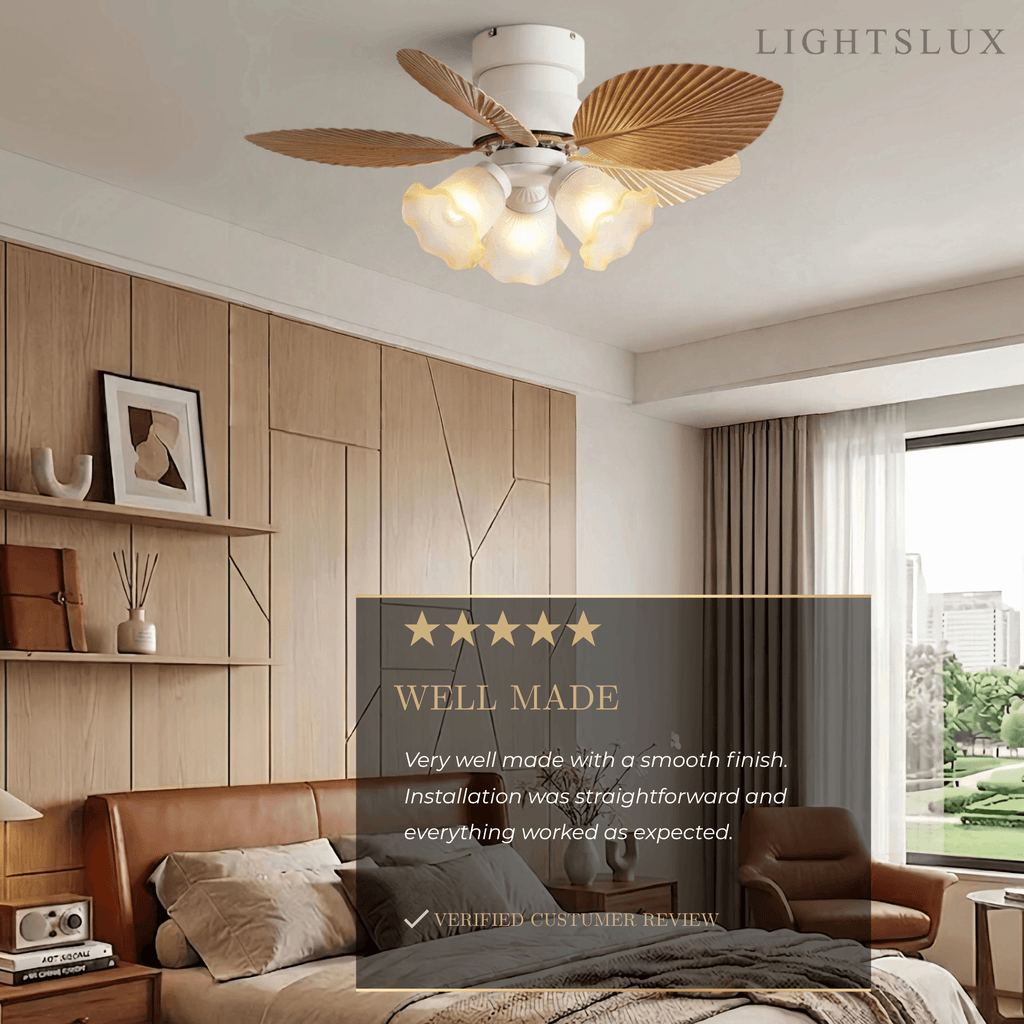 Modern Low Profile Ceiling Fan Light -- Fluted ABS Blades with Integrated LED for Living Room - Flindria
