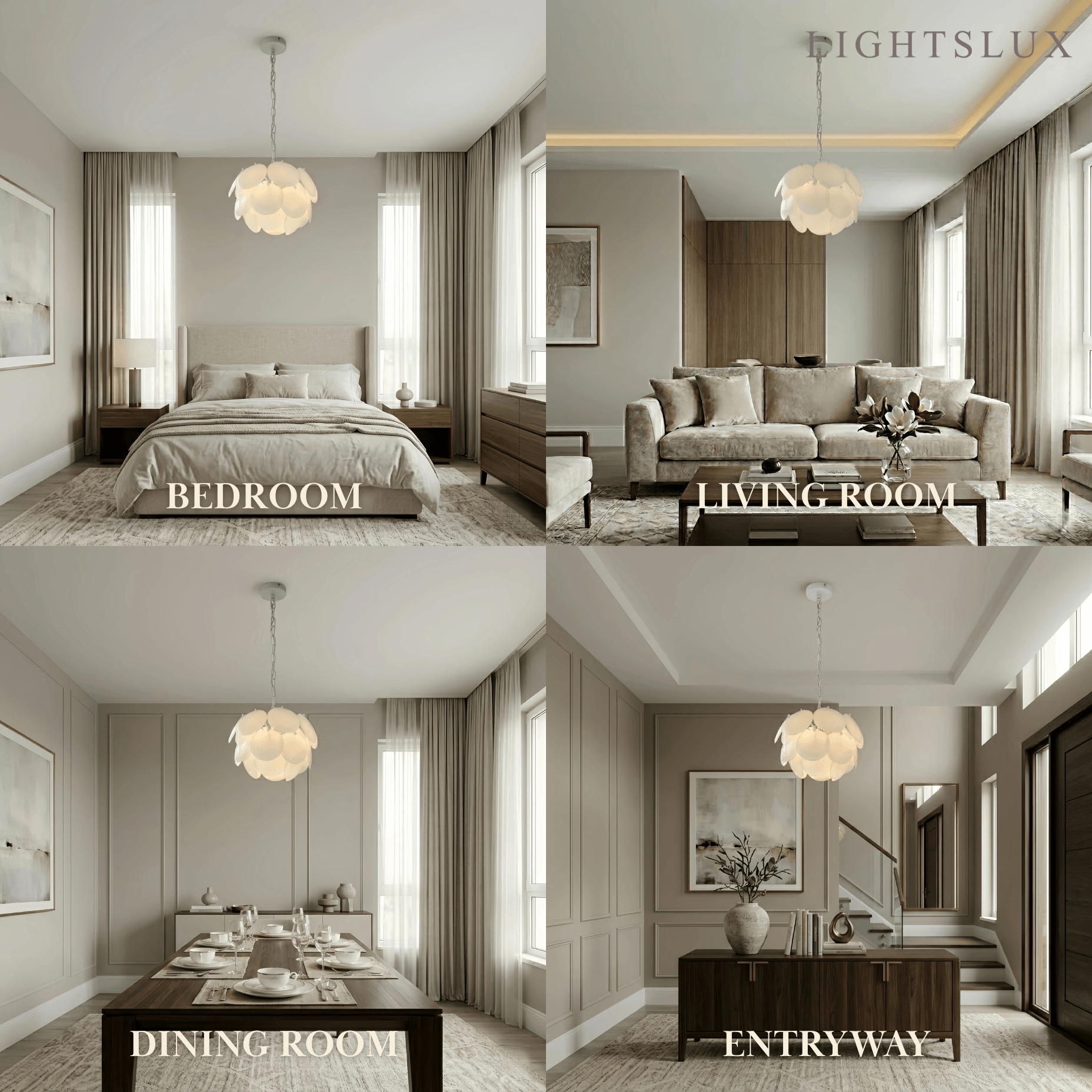 Lámpara de araña moderna de vidrio en forma de pétalos - metal blanco y vidrio para sala y dormitorio - Flindria