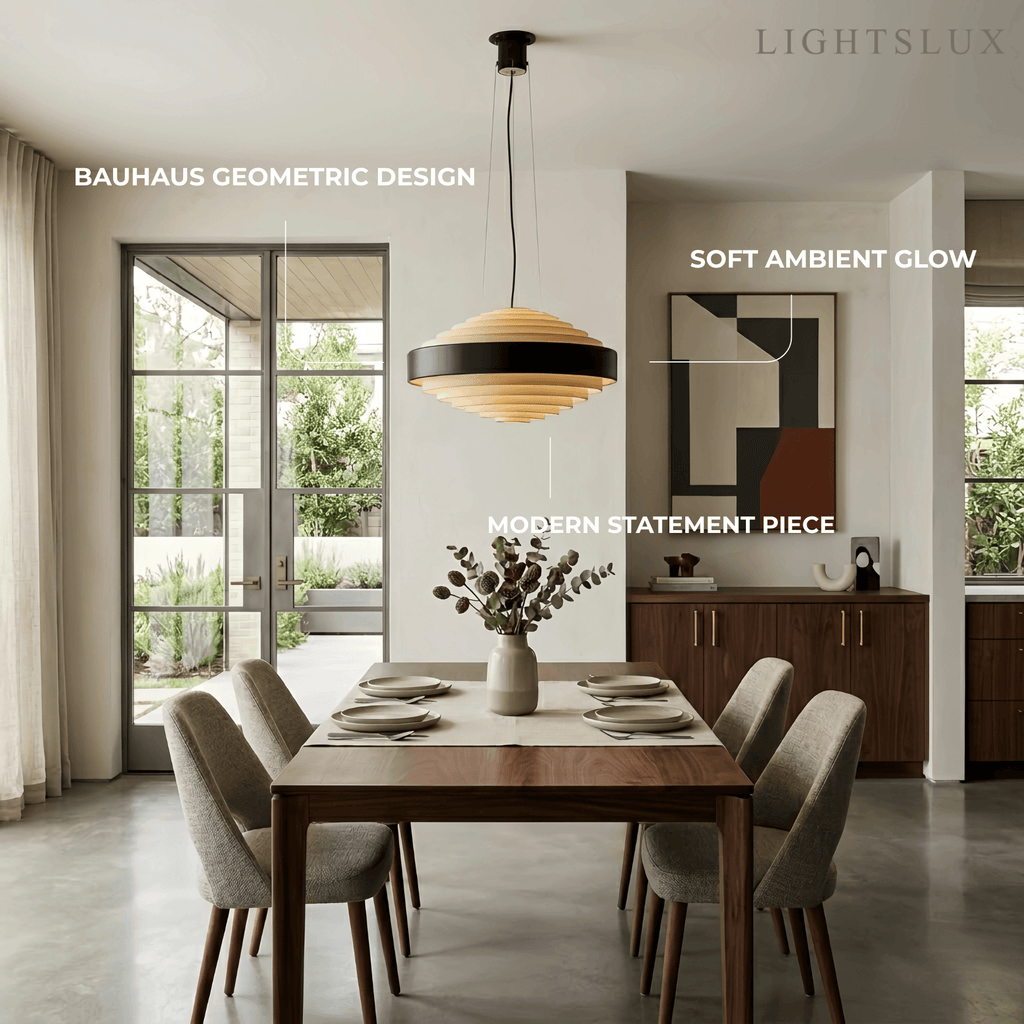Geometric Tiered Pendant Light -- Metal White or Black for Kitchen Dining Room - Flindria