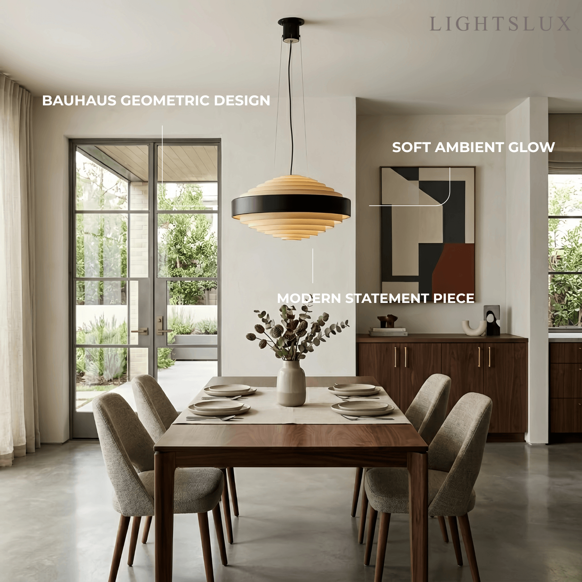 Geometric Tiered Pendant Light -- Metal White or Black for Kitchen Dining Room - Flindria
