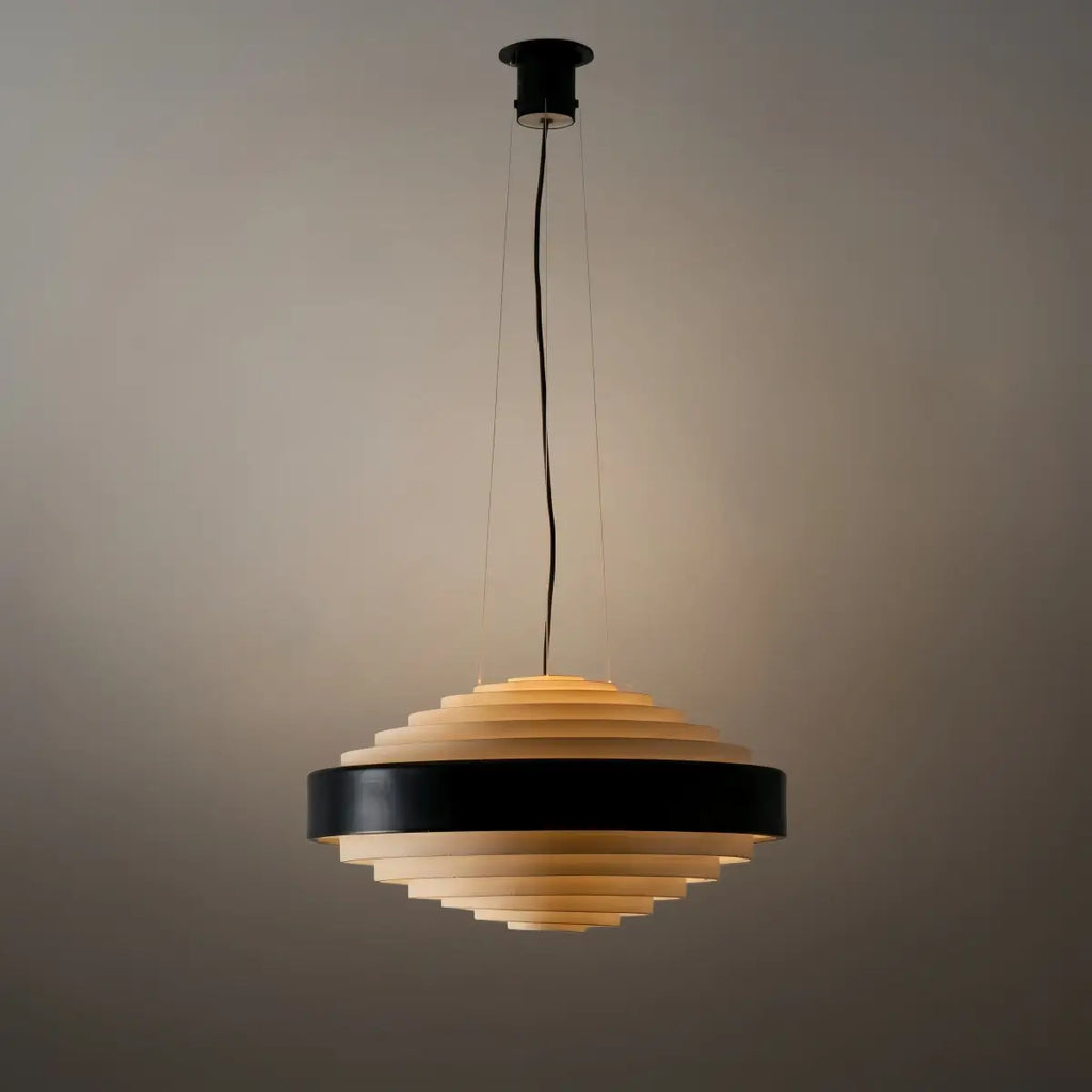 Geometric Tiered Pendant Light -- Metal White or Black for Kitchen Dining Room - Flindria