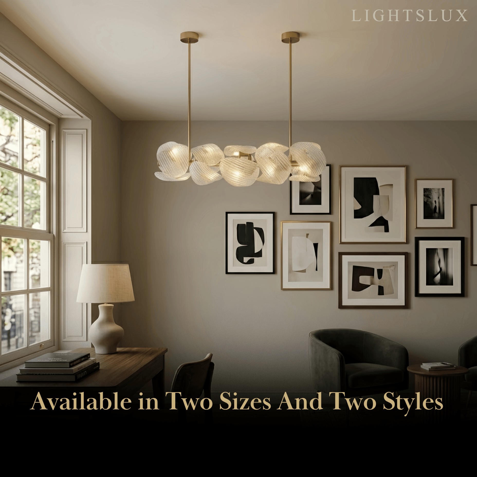 Elegant Petal Glass Chandelier -- Round or Linear for Bedroom Dining Room - Flindria