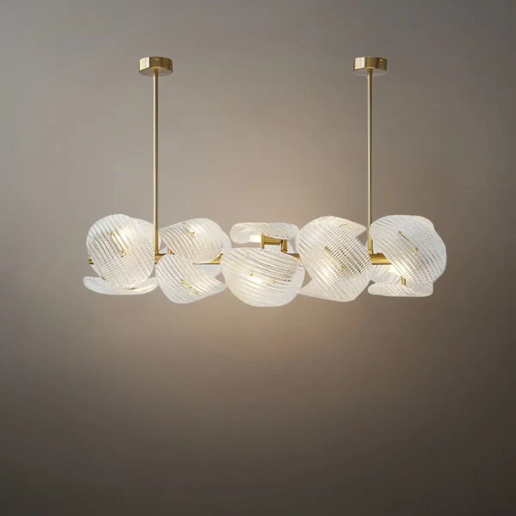 Elegant Petal Glass Chandelier -- Round or Linear for Bedroom Dining Room - Flindria