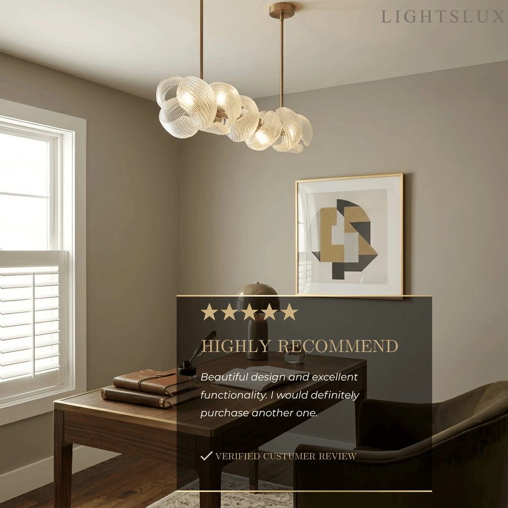 Elegant Petal Glass Chandelier -- Round or Linear for Bedroom Dining Room - Flindria