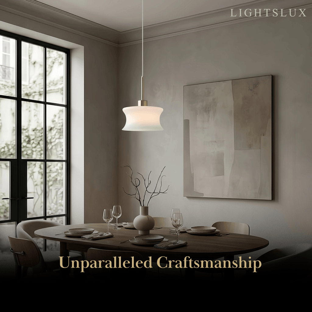 Lámpara colgante moderna de vidrio – Blanco/beige para dormitorio/cocina/comedor - Flindria