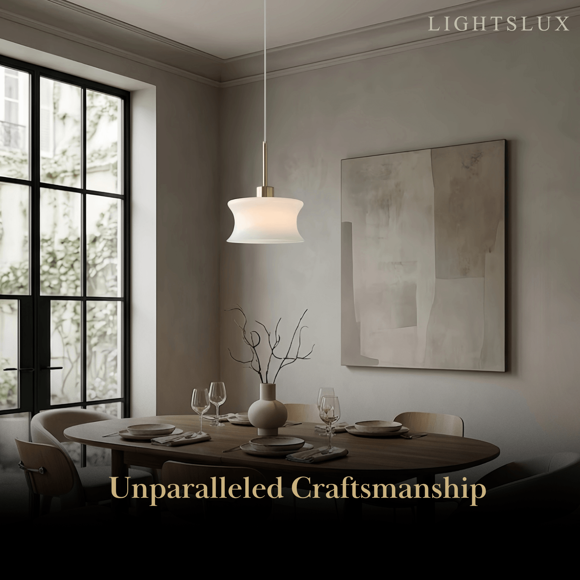 Lámpara colgante moderna de vidrio – Blanco/beige para dormitorio/cocina/comedor - Flindria