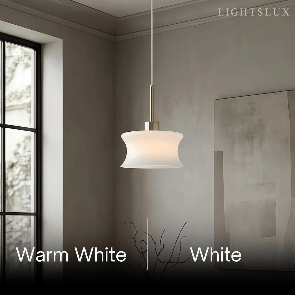 Lámpara colgante moderna de vidrio – Blanco/beige para dormitorio/cocina/comedor - Flindria