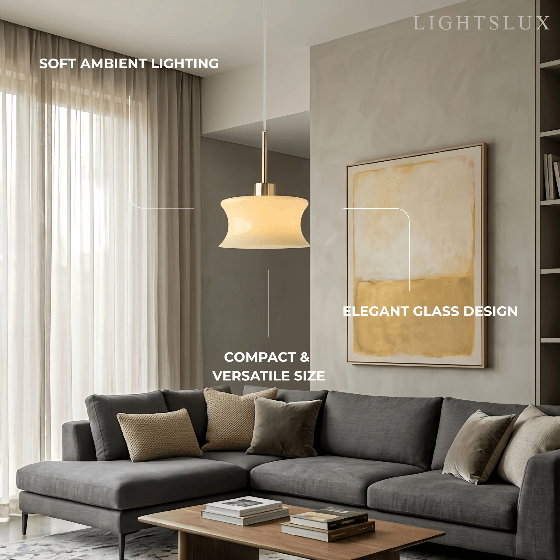 Lámpara colgante moderna de vidrio – Blanco/beige para dormitorio/cocina/comedor - Flindria