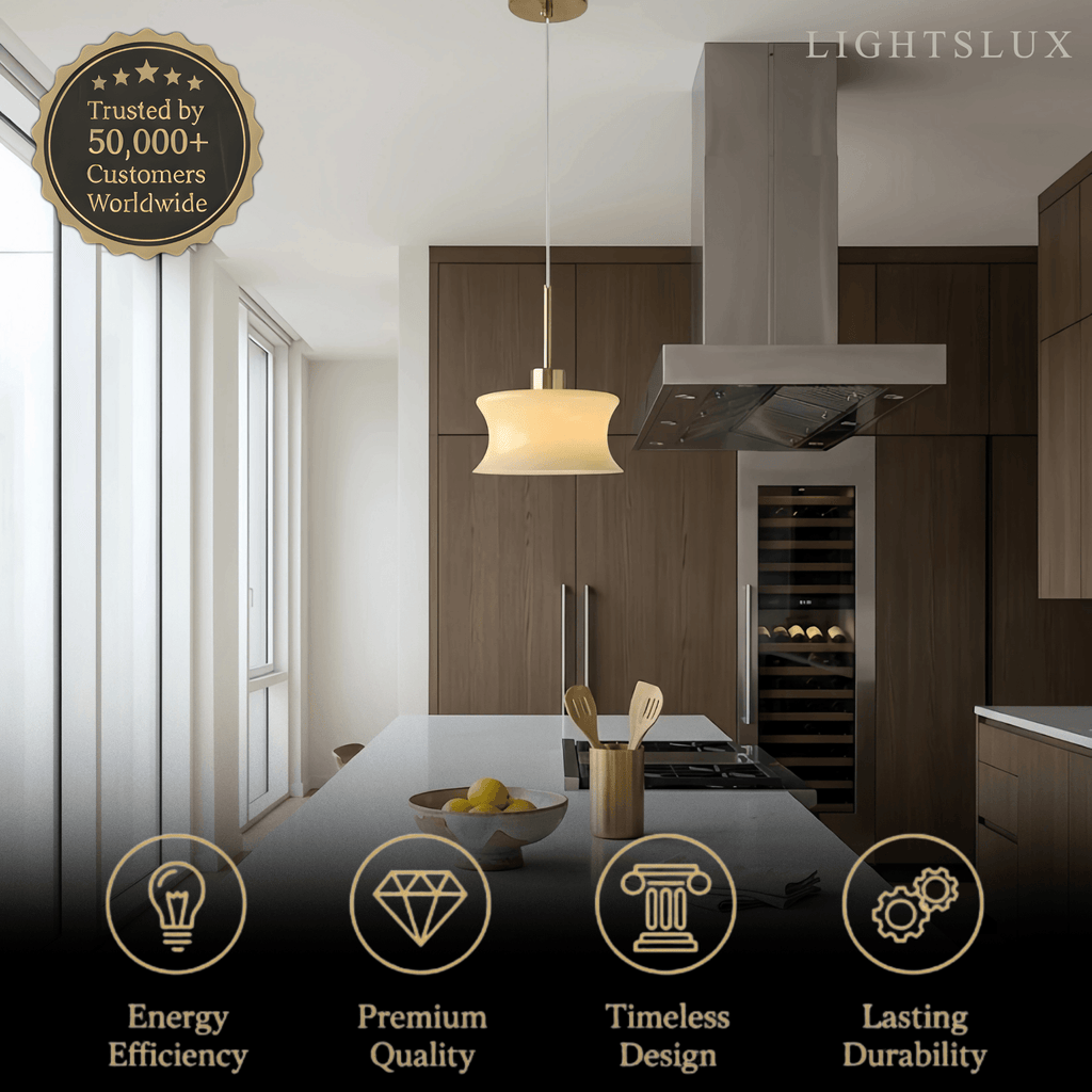 Lámpara colgante moderna de vidrio – Blanco/beige para dormitorio/cocina/comedor - Flindria