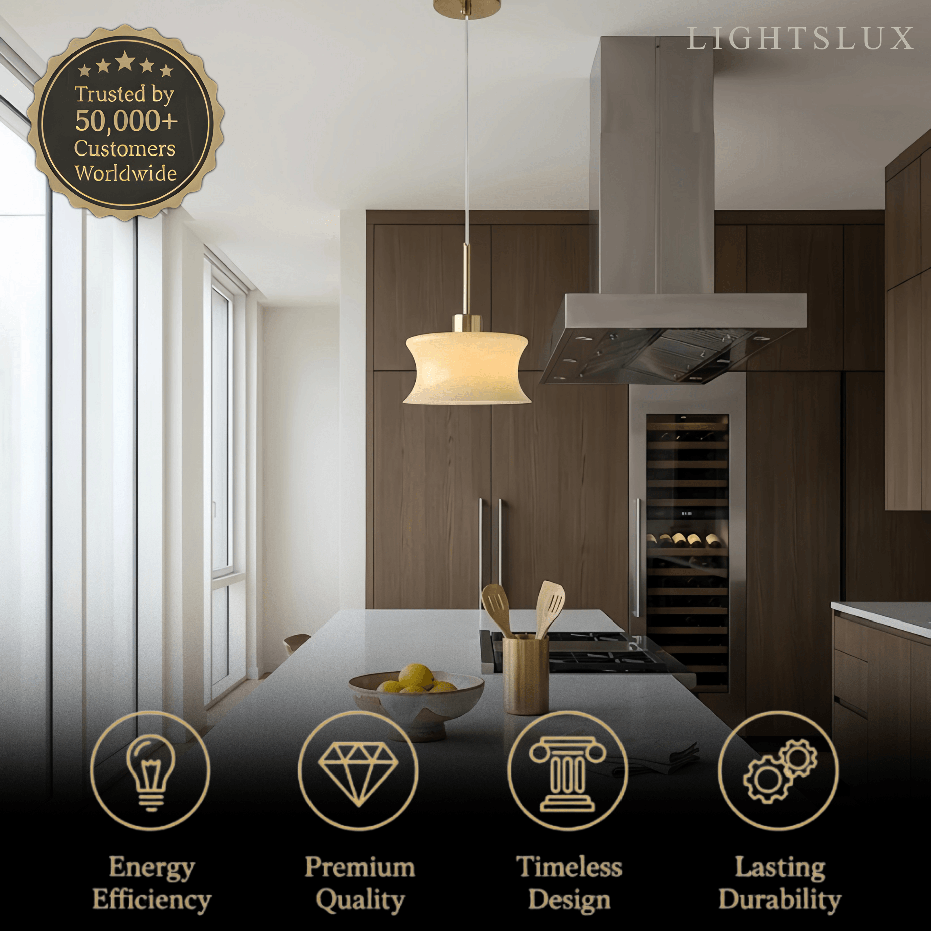 Lámpara colgante moderna de vidrio – Blanco/beige para dormitorio/cocina/comedor - Flindria
