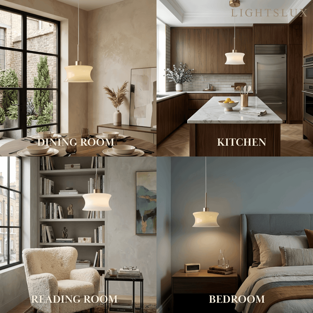 Lámpara colgante moderna de vidrio – Blanco/beige para dormitorio/cocina/comedor - Flindria