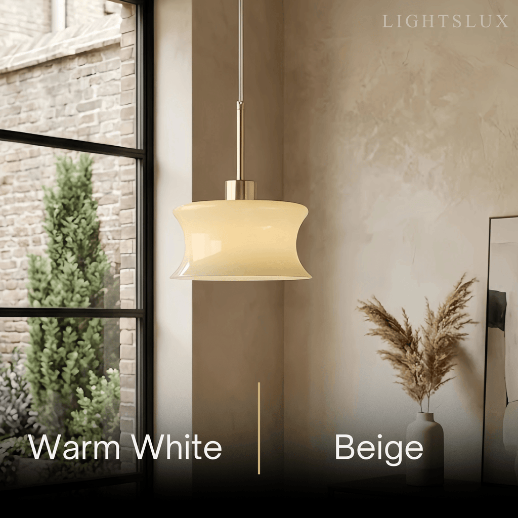 Lámpara colgante moderna de vidrio – Blanco/beige para dormitorio/cocina/comedor - Flindria