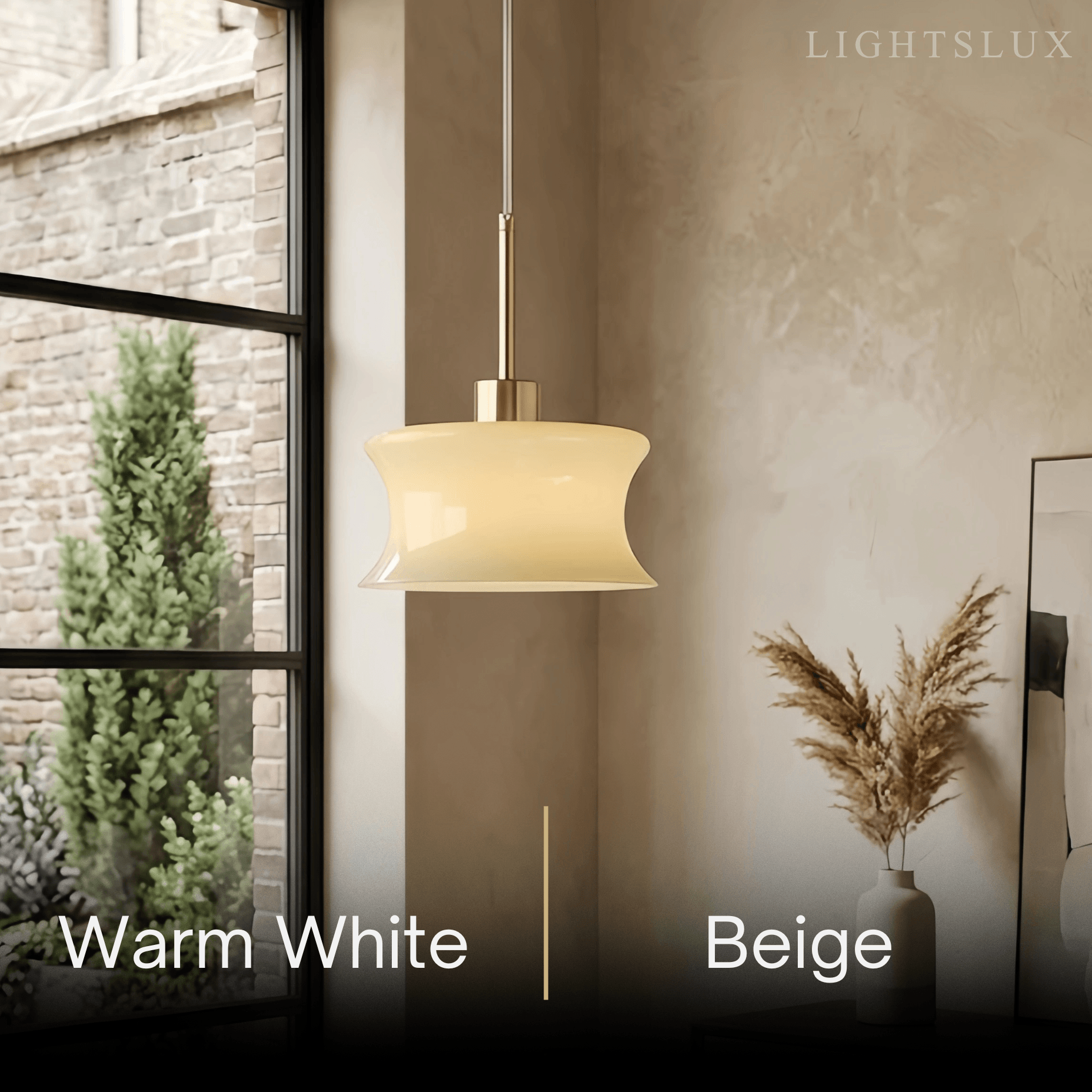 Lámpara colgante moderna de vidrio – Blanco/beige para dormitorio/cocina/comedor - Flindria