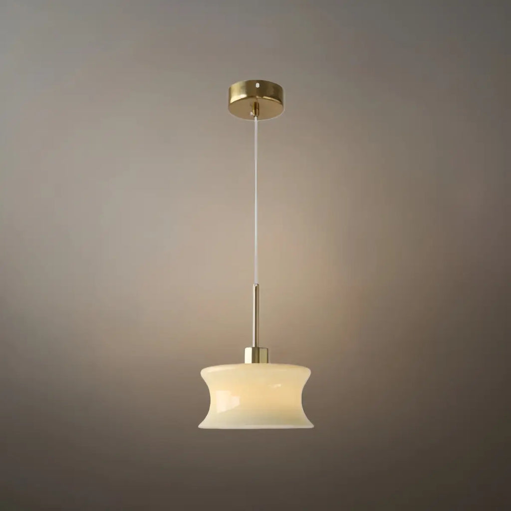 Lámpara colgante moderna de vidrio – Blanco/beige para dormitorio/cocina/comedor - Flindria